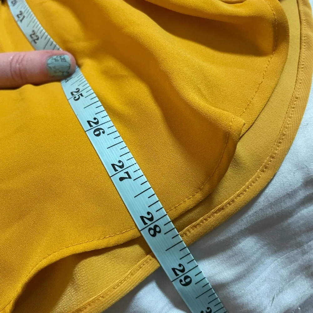 Nygard lace up blouse long roll up tab sleeve MEDIUM marigold pockets spandex - Picture 16 of 16